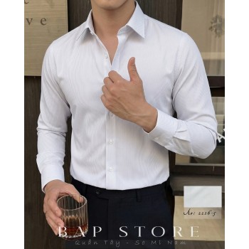 Áo sơ mi sọc hồng tím áo sơ mi công sở chất vải sợi tre mát mịn không nhăn form dáng slimfit mẫu mới 2026